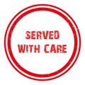 served with care stamp on white Royalty Free Stock Photo