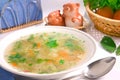 Served chicken rice soup