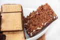 Served chocolate wafles and biscuits in the bowl Royalty Free Stock Photo