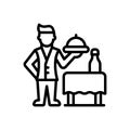 Black line icon for Served, waiter and food Royalty Free Stock Photo