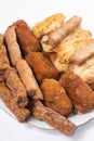 Served mixed meat plate with Kebabs Chicken Meat and Sausages Royalty Free Stock Photo