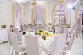 Served round table in the banquet hall. the banquet hall. Royalty Free Stock Photo