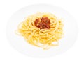 Served Spaghetti alla Sorrentina on plate isolated