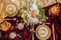 Served table with bouquet and candles