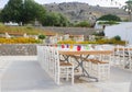 Served table with colorful glasses