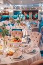 served table in the restaurant for the event. Royalty Free Stock Photo