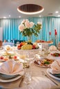 served table in the restaurant for the event. Royalty Free Stock Photo