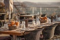 Served table at summer terrace cafe Royalty Free Stock Photo