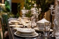 Served table on the summer terrace restaurant in Italy Royalty Free Stock Photo