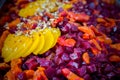 Served tasty vegeterian heahy food close up view. Royalty Free Stock Photo
