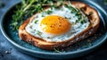 Served on toast, fluffy cloud eggs feature golden yolk centers and whipped egg whites Royalty Free Stock Photo
