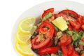 Served vegetable tomato salad Royalty Free Stock Photo