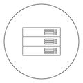 Server black icon in circle vector illustration isolated .