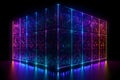 server center concept. Storage of neural network data. neon light. Generative AI