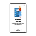 Server Center Worker Checking Equipment Vector