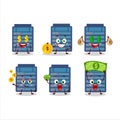 Server cloud cartoon character with cute emoticon bring money Royalty Free Stock Photo