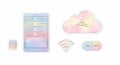 Server, cloud, database icons with pastel colors Royalty Free Stock Photo