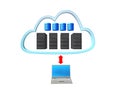 Server cloud with a notebook and red arrow