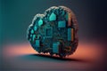 Server cloud shape data storage concept. Web database backup computer infrastructure technology. Cloudscape digital