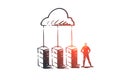 Server, cloud, system, database, storage concept. Hand drawn isolated vector.
