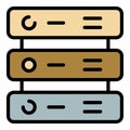 Server cluster icon color outline vector