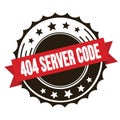 404 SERVER CODE text on red brown ribbon stamp