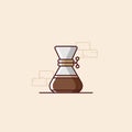 A server coffee illustration in flat style. Manual brewing coffee set.