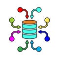 Server, collecting data icon. Colorful vector graphics