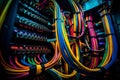 Server colorful cables. Generate ai