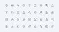 Information technology, data storage and network infrastructure with AI line icon set