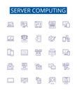 Server computing line icons signs set. Design collection of Server, Computing, Cloud, Data, Storage, Infrastructure Royalty Free Stock Photo