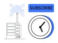 Cloud storage and data synchronization concept with time management and subscription reminder Royalty Free Stock Photo