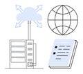 Cloud Data Processing with Server, Global Connection, and Document Representation Royalty Free Stock Photo
