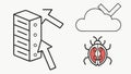 Server Data, Cloud, and Bug Report Icons. vector design Generative AI Royalty Free Stock Photo