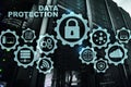 Server data protection concept. Safety of information from virus cyber digital internet technology Royalty Free Stock Photo