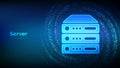 Server and data storage background. Computer server icon made with binary code. Server hosting. Virtual tunnel warp made with