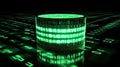 Server Database With Green Binary Code. Concept For Cloud Computing, Data Storage, Server, Digital Technology And Cybersecurity Royalty Free Stock Photo