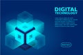 Server. Digital space. Data storage. Data center. Big Date. Conceptual illustration, data flow