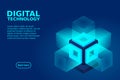 Server. Digital space. Data storage. Data center. Big Date. Conceptual illustration, data flow