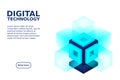 Server. Digital space. Data storage. Data center. Big Date. Conceptual illustration, data flow