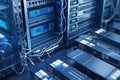 Server equipment for massive data connection. Generative AI Royalty Free Stock Photo