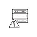 Server with error exclamation sign hand drawn outline doodle icon.