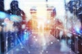 Server farm with network connection effects. double exposure