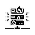 server fire security system glyph icon vector illustration