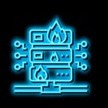 server fire security system neon glow icon illustration