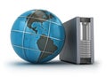 Server and globe, 3D concept Royalty Free Stock Photo