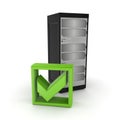 Server and green tick mark. Royalty Free Stock Photo