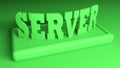 SERVER green write on green stand on green background - 3D rendering illustration
