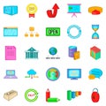 Server hacking icons set, cartoon style Royalty Free Stock Photo