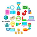 Server hacking icons set, cartoon style Royalty Free Stock Photo